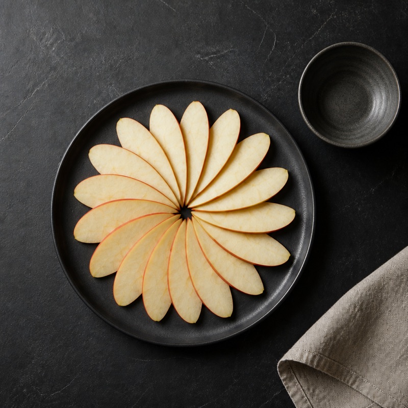 Step 1: Slice the apples thin, fan them on a plate.