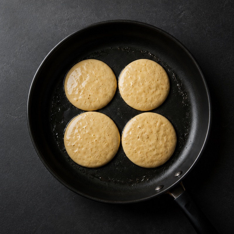 Step 2: Fry small pancakes on medium, 2 minutes per side.