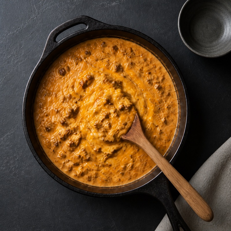 Step 2: Stir in the cheese until molten.