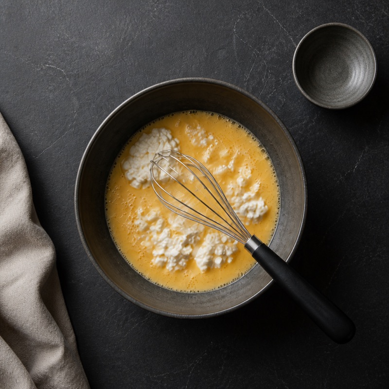 Step 1: Whisk eggs with the cottage cheese.