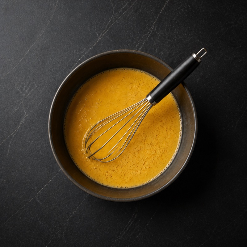 Step 1: Whisk the eggs with salt and pepper.