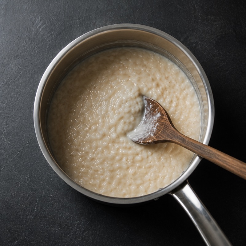 Step 1: Simmer rice and milk 8 minutes, stirring, until creamy.
