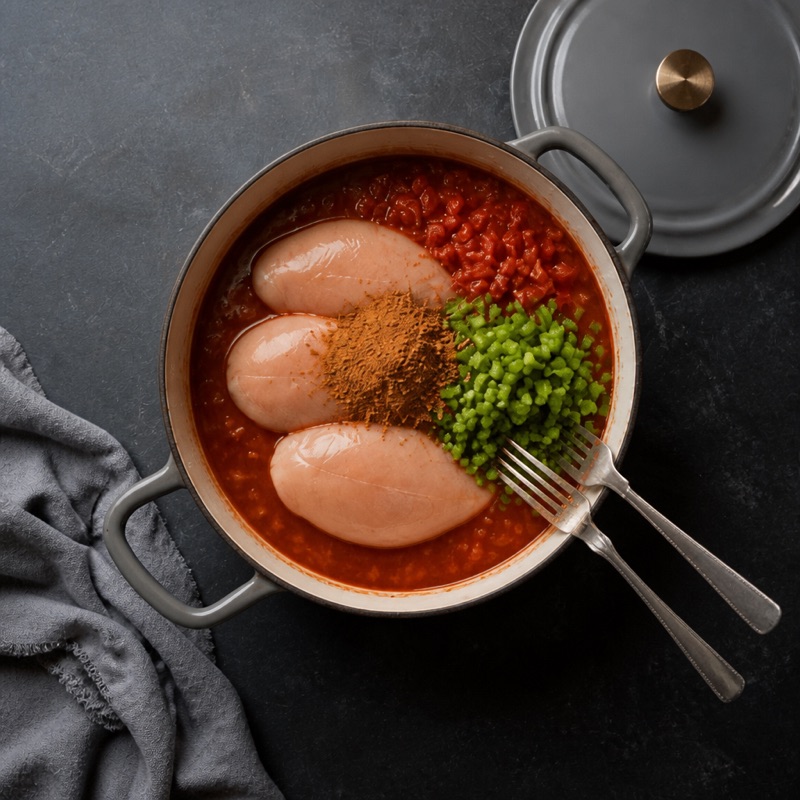 Step 1: Everything in one pot, lid on, simmer 25 minutes.