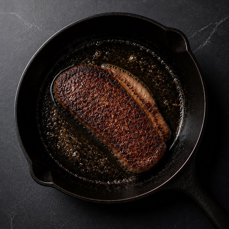 Step 2: Sear the steak 2 to 3 minutes per side, rest it.